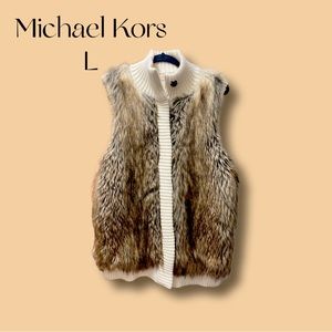 Michael Kors faux fur vest cream and multicolor